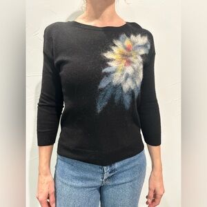 Troubadour Black Sweater With Flower Detail-Sm